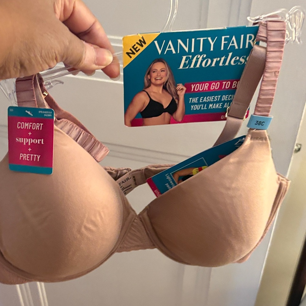 NWT Vanity Fair Effortless T-Shirt Bra - Blush Size 38C